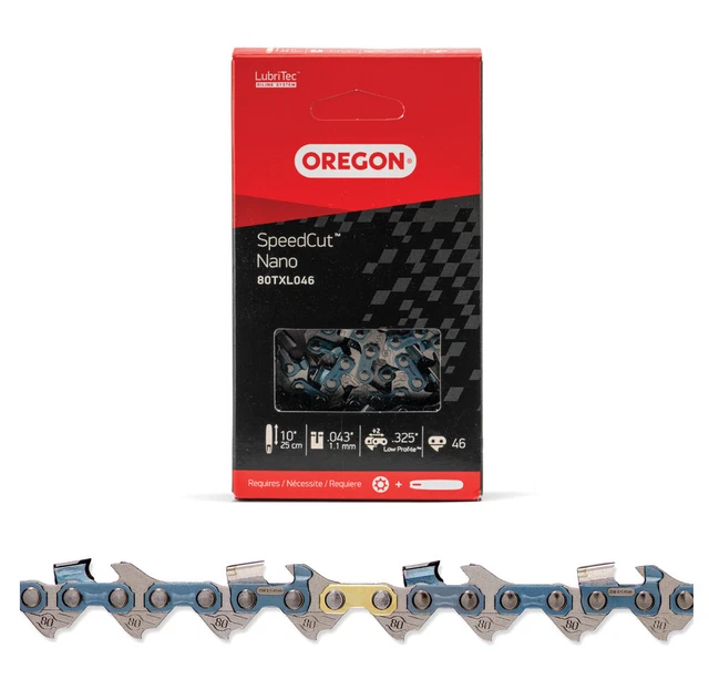 Oregon 80TXL064G SpeedCut Nano Chainsaw Chain – .325 LP, .043 Gauge, 64 DL, 16-Inch