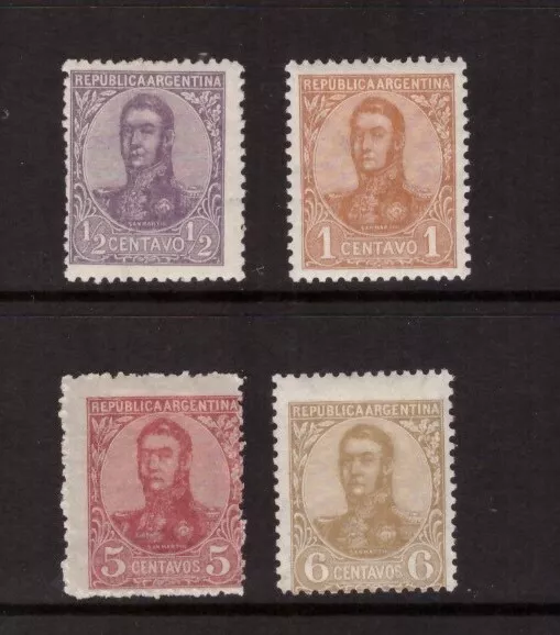 Argentina 1908 mint hinged stamps selection