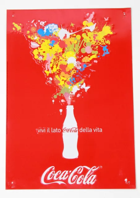 Poster in Metallo Campagna Pubblicitaria Vivi il Lato Coca-Cola della Vita