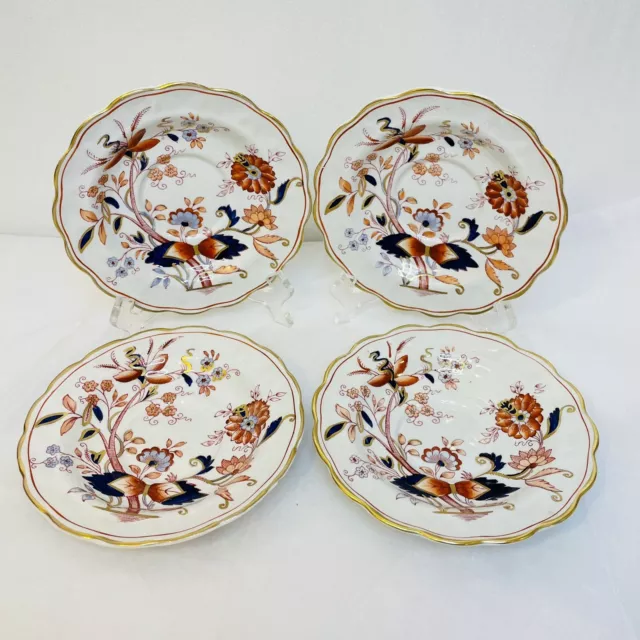 4 BOOTHS Fresian 5 3/4" Saucers A8022 England Floral Scalloped with Gold Trim