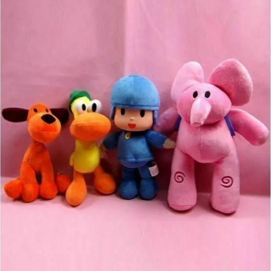 4PC Bandai Pocoyo Elly Pato Loula Soft Plush Stuffed Toys Figure Doll Kids Gift#