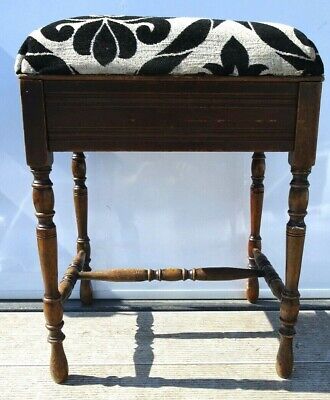 Antique Turned Piano Stool Oak? Early 20th century 2