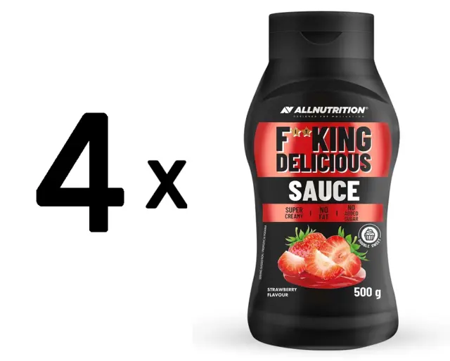 (2000 g, 13,29 EUR/1Kg) 4 x (Allnutrition Fitking Delicious Sauce, Strawberry -
