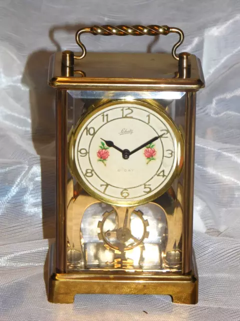 8-Day Schatz Carriage Clock With Visible Escapement Wheel In Good Working Order.