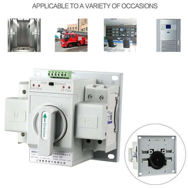 Interruptor de transferencia automática Dual Power 63A 2P monofásico alta conductividad