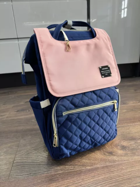 Baby Changing Bag Diaper Bag Backpack Maternity Nappy Bag + Matt NAVY&PINK USB