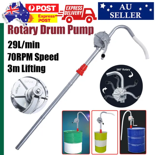Hand Rotary Self Dispense Oil Diesel Fuel Pump Aluminium Alloy Drum Tank Barrel