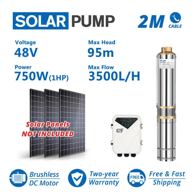 Pompe à Eau Solaire Submersible 48V 500W - Kit Puits Profond Avec Contrôleur MPPT - 3 Pouces