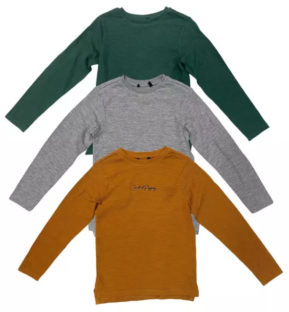 Boys PACK OF 3 "Limited Supply" Long Sleeve Skater T-Shirt Top 5 to 11 Years NEW