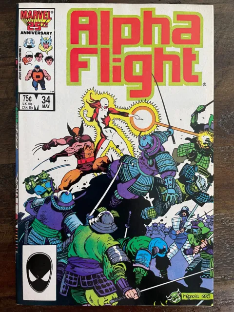 Alpha Flight #34 Marvel Comics 1986 VF/NM Wolverine Mike Mignola Cover