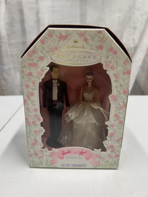1997 Hallmark Keepsake Ornament BARBIE and KEN Wedding Day Bride Groom Set New