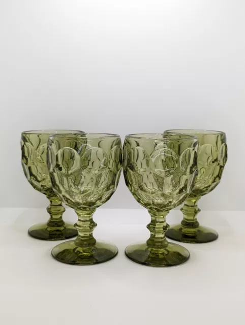 4 Vintage Imperial Glass Provincial Green Water Goblet Set Stem #1506 1966-1979 2