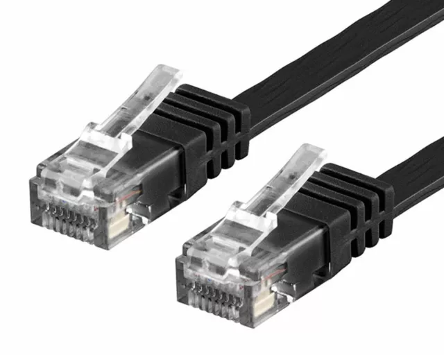 CAT6 Patchkabel Netzwerkkabel Flachkabel Ethernet DSL LAN Flach schwarz 0,5m-20m