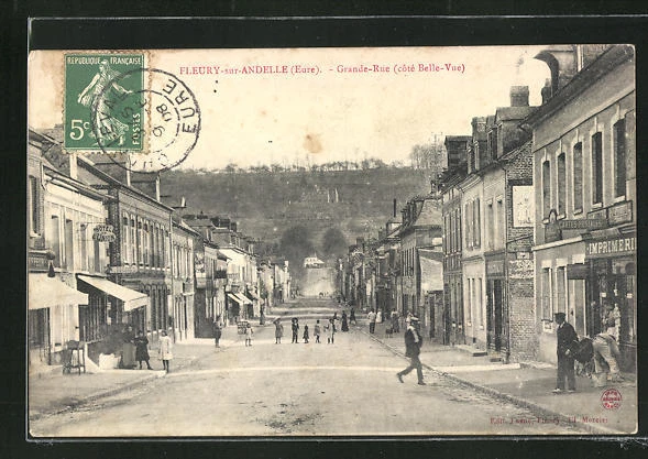 CPA Fleury-sur-Andelle, Grande-Rue, vue de la rue 1908