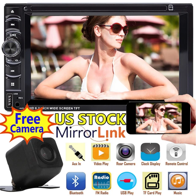 2 Din Car DVD CD Stereo Camera Radio Bluetooth Fits Toyota Highlander Yaris RAV4