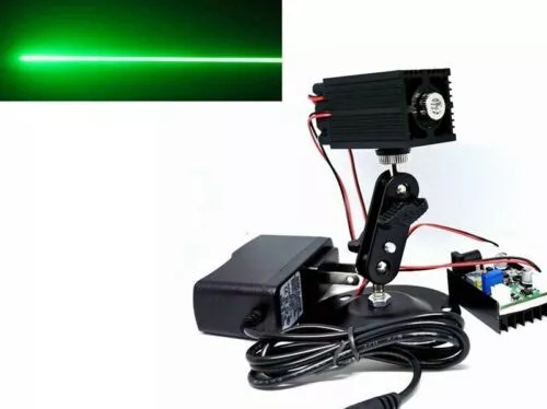 Focusable 100mw 532nm Green Dot/Line Laser Diode Module w 12V Power & Holder