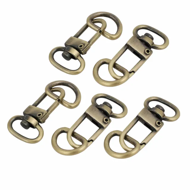 Metal Locking Buckle Hook Clip w 13mm Inner Width D-Ring Light Bronze Tone 5pcs