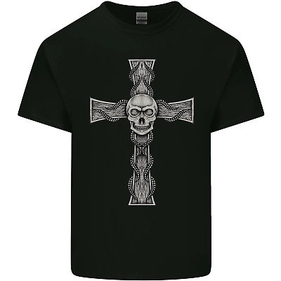 Un Gotico Teschio E TENTACOLI su una Croce da Uomo Cotone T-Shirt Tee Top