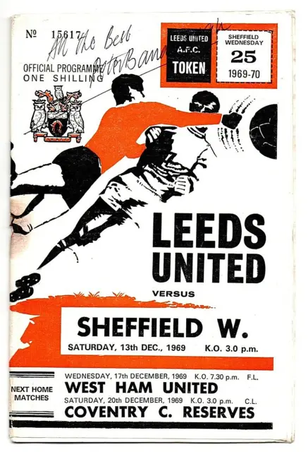 Leeds Utd v Sheffield Wednesday 13/12/69 - League Division 1 - signed