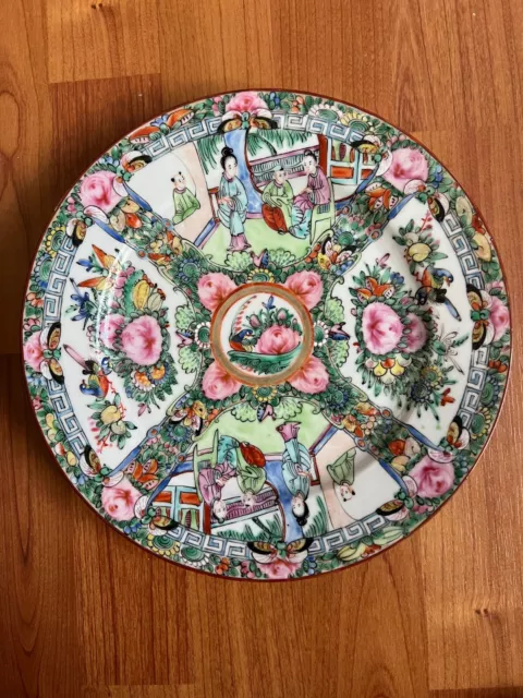 Chinese Canton Famille Rose Porcelain Plate Hand Painted 24cm