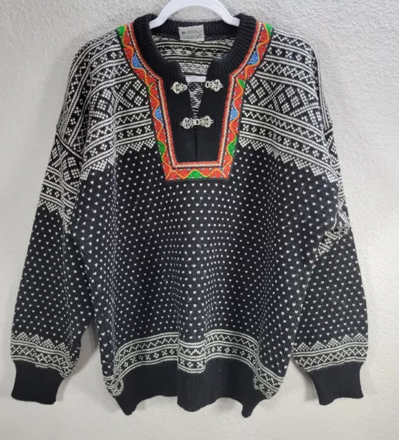 Vtg Men's Noreg Nordic Sweater Icelandic Print Buttons Accent Embroidered 3XL Vtg Men's Noreg Nordic Sweater Icelandic Print Buttons Accent Embroidered 3XL