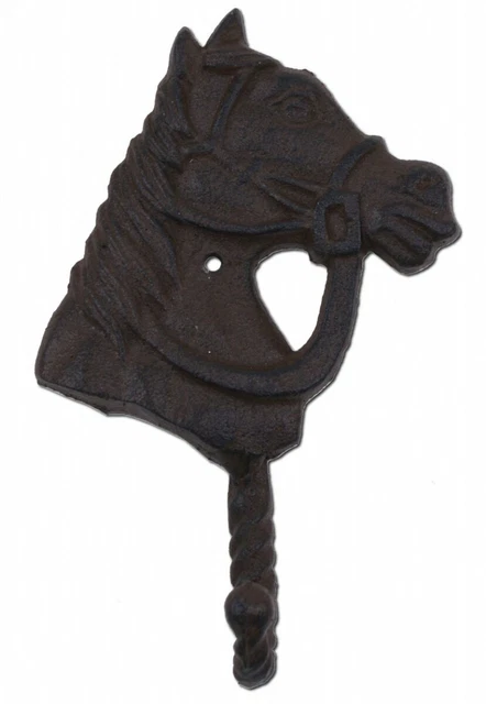 Horse Head Western Wall Hook Rust Brown Cast Iron Rustic Home Decor 6.25" Tall