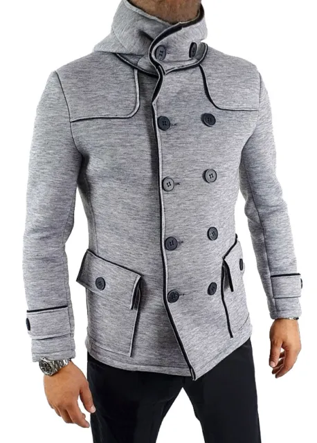 Cappotto giacca uomo Diamond casual grigio slim fit  invernale doppiopetto