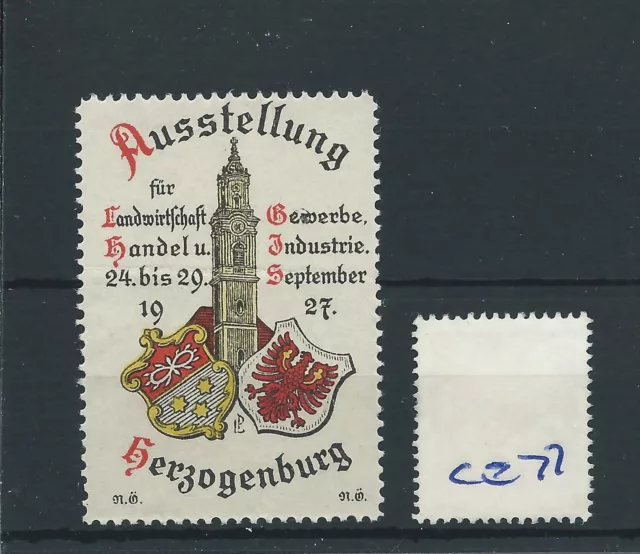 wbc. - CINDERELLA/POSTER - CE77 - EUROPE- GEWERBE INDUSTRIE, HERZOGENBURG - 1927