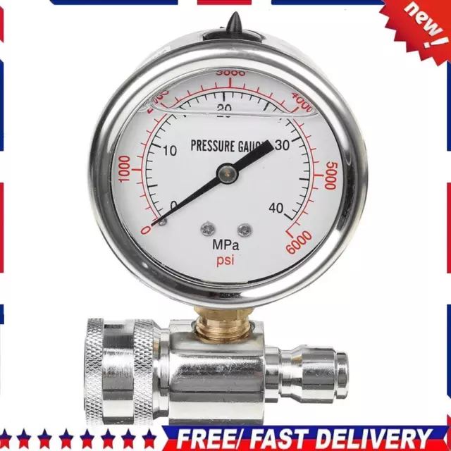 Pressure Washer Pressure Gauge 6000PSI/40MPa 3/8 inch Quick Disconnect Fitting U
