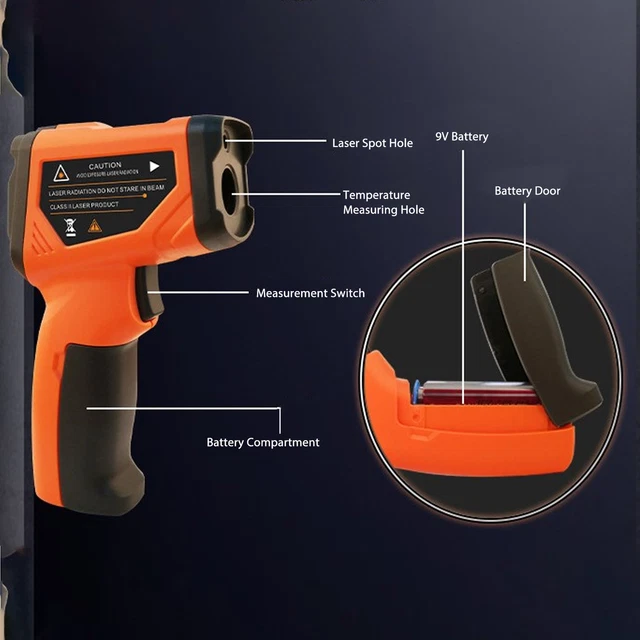 Pistola portatile senza contatto per misurazione della temperatura a infrarossi display digitale per