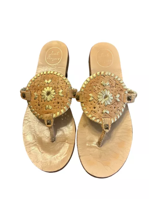 Jack Rogers Georgica Cork Thong Sandal  Natural Cork/Gold Size 7