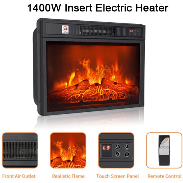 18& ELECTRIC FIREPLACE Insert 1400W Freestanding Heater with Log Flame
