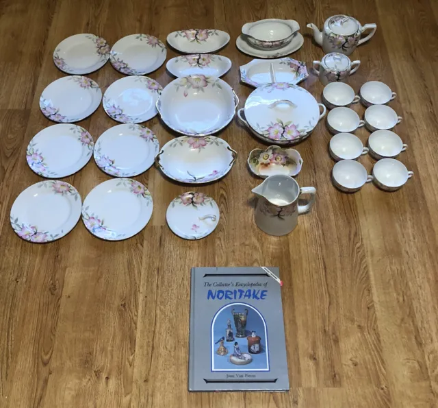 BEAUTIFUL !! HAND PAINTED!! 1925-1940 AZALEA Japanese Noritake 28 Piece Set