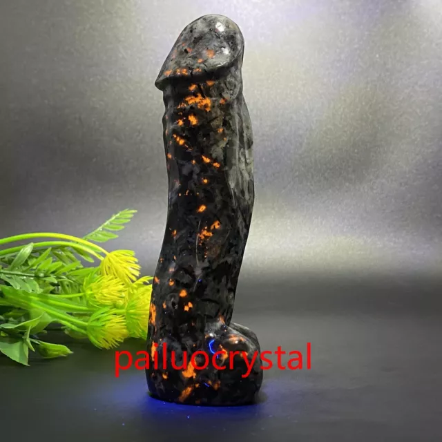 1X Natural Yooperite Flame's Stone male penis Quartz Crystal Skull Massager 5.7"
