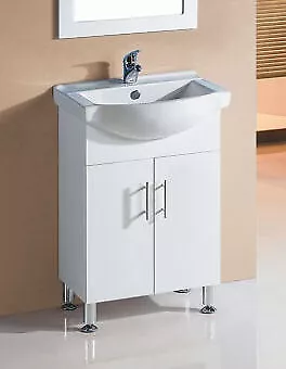 PVC VANITY semi recess 600 vanity on leg solid door