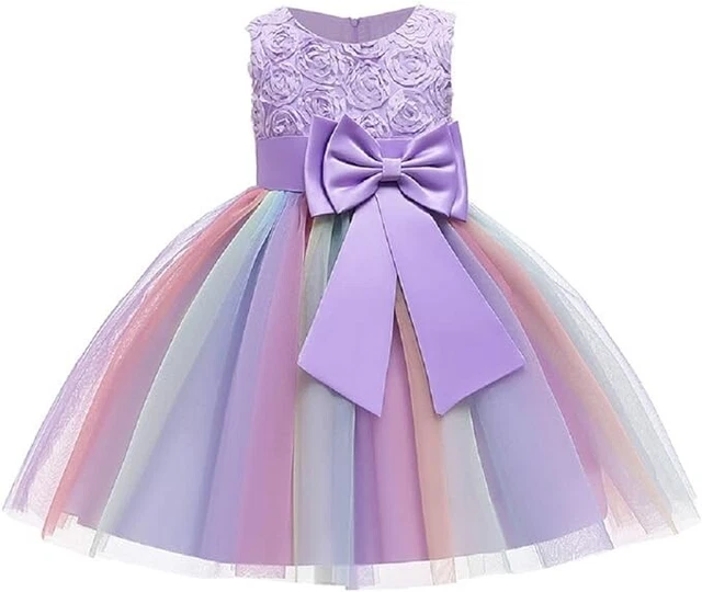 Flower Girl Floral Dress Rainbow Tutu Party Dress Pageant