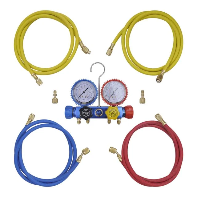 Set Manometro Regolatore a 4 Vie con Custodia Tester Pressione Aria vidaXL