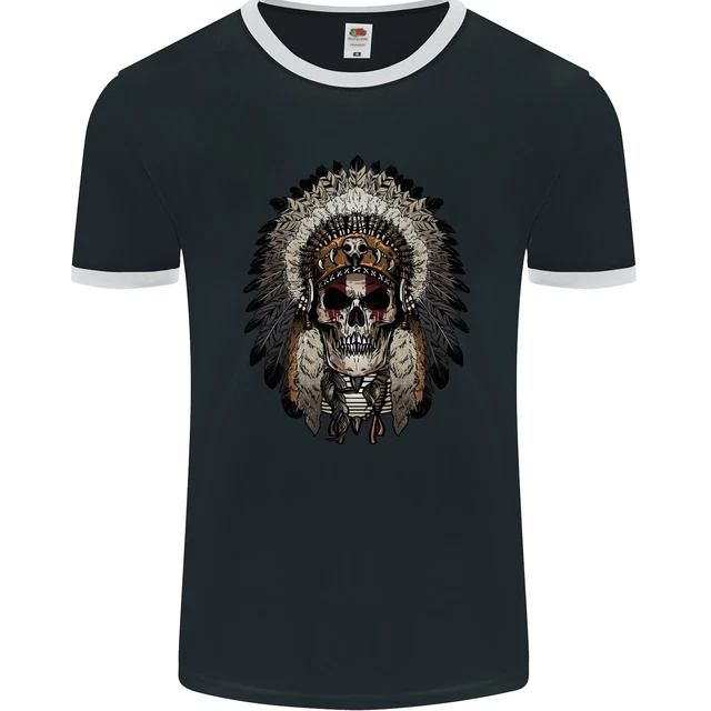 Indiano Nativo Americano Teschio Copricapo Uomo Ringer Fotl