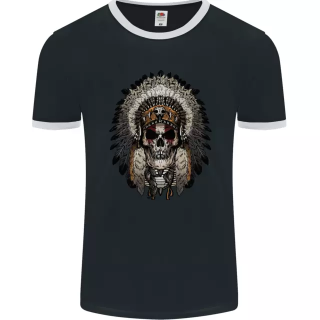 T-shirt Ringer teschio indiano nativi americani fotol