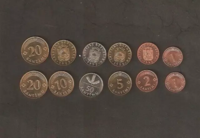 Latvia 1 2 5 10 20 50 SANTIMS 1992-2003 Pre Euro UNC World Currency Latvian COIN