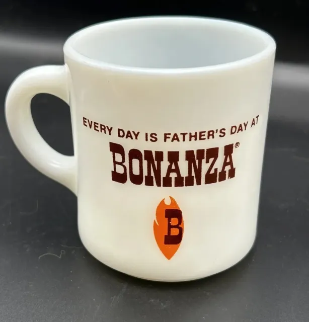 Bonanza Steak House Milk Glass  Fire King Father's Day Mug