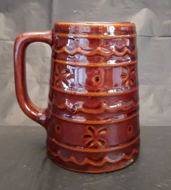 Daisy Dot Brown Tankard Stein Mug, Monmouth Western Marcrest Pottery