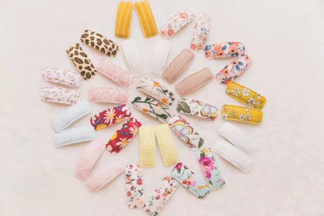 2x Snap Clips Baby Girl Toddler Linen Small Bow Fringe Hair Clip Accessory