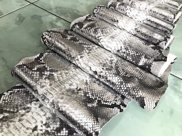 GENUINE PYTHON LEATHER, Exotic Snake Skin,Silver SnakeSkin,Silver ...