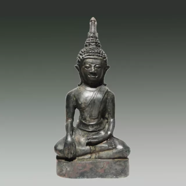 Antique Bronze Laos Meditating Sakaymuni Buddha 18th Century