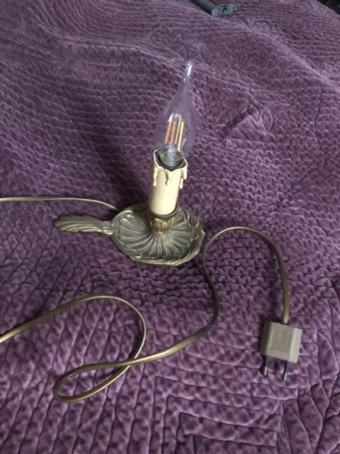 Antique Petite Lampe Bougeoire Electrique En Très Bon État