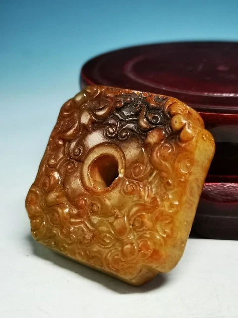 Ancient Chinese Currency Coin Old Nephrite Jade Carved Beasts Jade Bi Nr C70