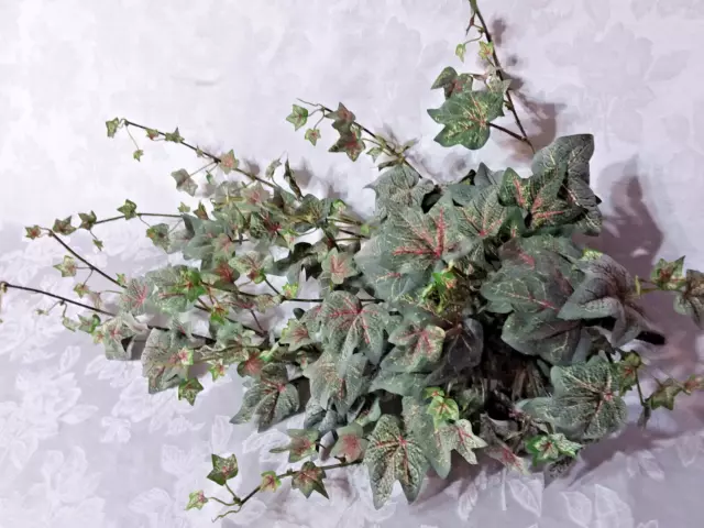 Home Interiors Frosted Green Red Veined Ivy Bush/20 inches longest branch /New
