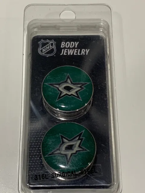Boucles d'oreilles corps bijoux bijoux en acier chirurgical NHL Dallas Stars taille 7/8"" neuves