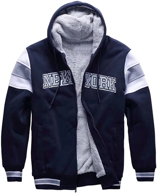 Mens Fleece Hoodie Jacket Thick Winter Coat,Full Lined Warm Workout Sweatshirt W